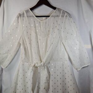 Est 1946 Women's White and Silver Dress Size 14